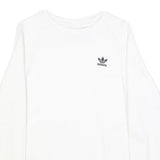 ADIDAS Mens White Crew Neck S Logo Sweatshirt Cotton Blend Casual Pullover