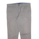 TOMMY HILFIGER Mens Cotton Blend Grey Slim Straight Trousers W36 L26 Casual