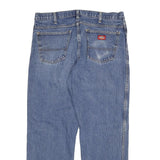 DICKIES Mens Blue Regular Fit Straight Leg Denim Rinse W34 L28 Cotton Blend Zip