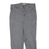 CARHARTT Mens Regular Grey Cotton Blend Trousers W36 L34 Workwear Zip Closure