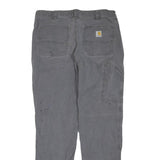CARHARTT Mens Regular Grey Cotton Blend Trousers W36 L34 Workwear Zip Closure