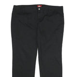 DICKIES Womens Black Relaxed Straight Trousers W40 L32 Cotton Blend Zip