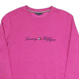 TOMMY HILFIGER Womens Pink Crew Neck XS Sweatshirt Cotton Blend Pullover
