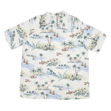 BATAK BAY Mens White Hawaiian Rayon Shirt 2XL Summer Vacation Print Relaxed Fit