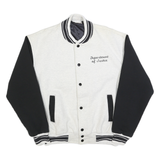 FRUIT OF THE LOOM Mens White & Black Department Of Justice Button Jacket L