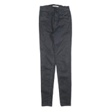 LEVI'S Womens Cotton Blend Black Slim Skinny Trousers W25 L32 Stylish Zip