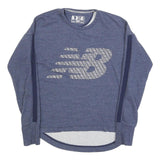 NEW BALANCE Womens Blue XS Crew Neck Sweatshirt Cotton Blend Pullover Logo