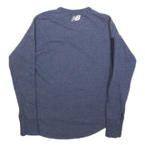 NEW BALANCE Womens Blue XS Crew Neck Sweatshirt Cotton Blend Pullover Logo