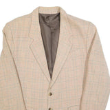 Mens Beige Check Wool Blend Classic Button Jacket M Tailored Blazer