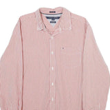TOMMY HILFIGER Mens Red & White Check Shirt M Long Sleeve Cotton Classic Fit