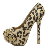 STEVE MADDEN Leopard Print Womens High Heel Pumps Synthetic UK 4.5 Studded Toe