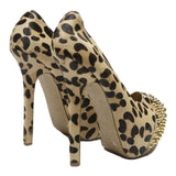 STEVE MADDEN Leopard Print Womens High Heel Pumps Synthetic UK 4.5 Studded Toe