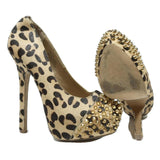 STEVE MADDEN Leopard Print Womens High Heel Pumps Synthetic UK 4.5 Studded Toe