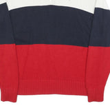 TOMMY HILFIGER Boys White & Navy & Red Colourblock Jumper Half Zip Cable Knit XL