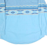 EXPRESS RIDER Mens Blue Patterned Shirt L Button Front Cotton Casual Western
