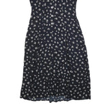 KATHIE LEO Womens Black Floral Cotton Blend Day Dress Midi M Button Front