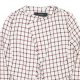ZARA BASIC Womens White & Red Checked Classic Jacket M Cotton Blend Tweed