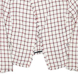 ZARA BASIC Womens White & Red Checked Classic Jacket M Cotton Blend Tweed