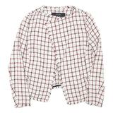 ZARA BASIC Womens White & Red Checked Classic Jacket M Cotton Blend Tweed