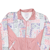 SPORTS Womens Pink & Multi Colour Nylon Zip Jacket S Vintage Geometric Pattern