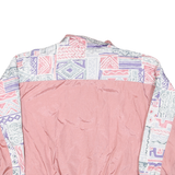 SPORTS Womens Pink & Multi Colour Nylon Zip Jacket S Vintage Geometric Pattern