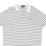 POLO RALPH LAUREN Mens White & Navy Striped Short Sleeve Polo Shirt L Cotton