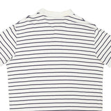 POLO RALPH LAUREN Mens White & Navy Striped Short Sleeve Polo Shirt L Cotton