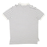 POLO RALPH LAUREN Mens White & Navy Striped Short Sleeve Polo Shirt L Cotton