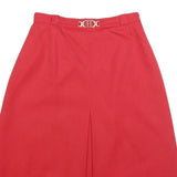 TREVIRA Womens Red Wool Blend Pleated Midi Skirt XS Elegant Classic