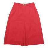 TREVIRA Womens Red Wool Blend Pleated Midi Skirt XS Elegant Classic
