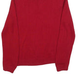 CHAPS Mens Red Plain Pullover Half Zip Jumper Cotton L Casual Classic Knit