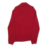 CHAPS Mens Red Plain Pullover Half Zip Jumper Cotton L Casual Classic Knit