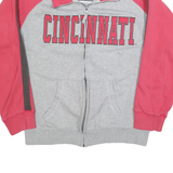 CAMPUS HERITAGE Mens Grey & Red Cincinnati Track Jacket L Cotton Blend Jersey