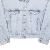 H&M Womens Light Blue Denim Jacket L Cotton Blend Button Plain Casual Outerwear