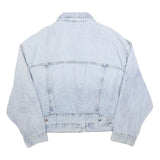 H&M Womens Light Blue Denim Jacket L Cotton Blend Button Plain Casual Outerwear