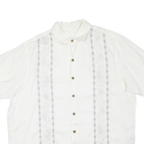 CARIBBEAN Mens White XL Embroidered Cotton Blend Shirt Casual Summer Holiday