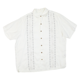 CARIBBEAN Mens White XL Embroidered Cotton Blend Shirt Casual Summer Holiday