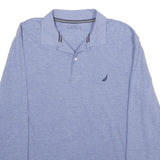 NAUTICA Mens Blue Long Sleeve Plain L Cotton Blend Polo Shirt Casual
