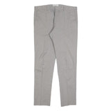 REISS Womens Slim Grey Cotton Blend Slim Straight Trousers W36 L32