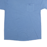 HANES Mens Blue Plain T-Shirt L Short Sleeve Crew Neck Cotton ComfortSoft