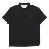 NAUTICA Mens Black Cotton Blend Polo Shirt XL Short Sleeve Plain Classic