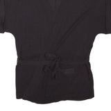 GAP Womens Black Plain Cotton Blend Wrap Jumper S Knitwear Lightweight Stylish