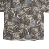 CAMPA MODA Mens Grey Print Shirt M Cotton Casual Summer Short Sleeve