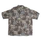 CAMPA MODA Mens Grey Print Shirt M Cotton Casual Summer Short Sleeve