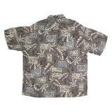 CAMPA MODA Mens Grey Print Shirt M Cotton Casual Summer Short Sleeve
