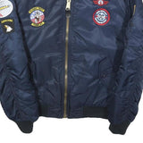 Boys Navy Flight Test Top Gun Patch Bomber Jacket 12Y Polyester Blend Zip