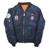 Boys Navy Flight Test Top Gun Patch Bomber Jacket 12Y Polyester Blend Zip