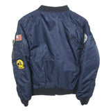 Boys Navy Flight Test Top Gun Patch Bomber Jacket 12Y Polyester Blend Zip