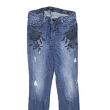 GUESS Womens Jeans Blue Slim Skinny Denim Medium W28 L31 Floral Embroidered