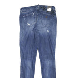 GUESS Womens Jeans Blue Slim Skinny Denim Medium W28 L31 Floral Embroidered